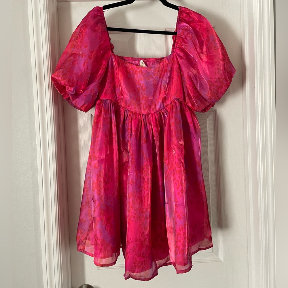 Pink animal Print Babydoll dress